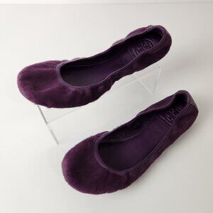Tory Burch Shoes Womens 8.5 Violet Purple Eddie Ballet Flats Calf Hair Leather